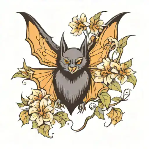 Bat Mandala With Flowers