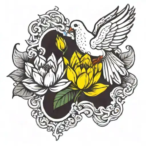 Dove And Lotus Flower Bouquet