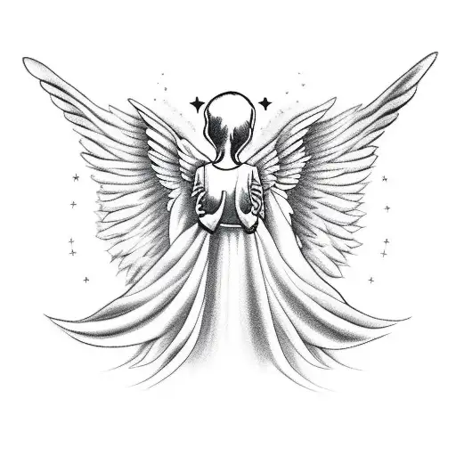 An Angel Reaching For 3 Stars