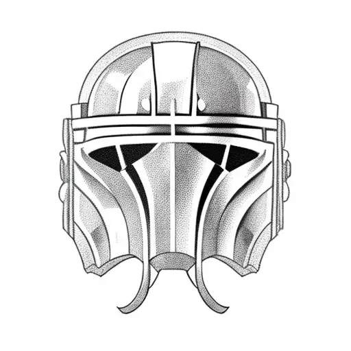 American Football Player Wearing A Mandalorian Helmet