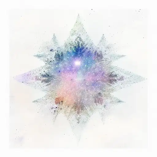 A Watercolor Painting Of A Star-filled Sky Reflected In A Calm Lake