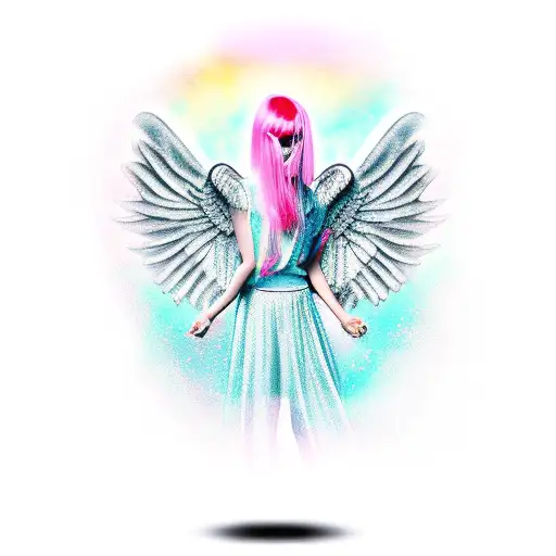 Full Body Angel With Pink Hair