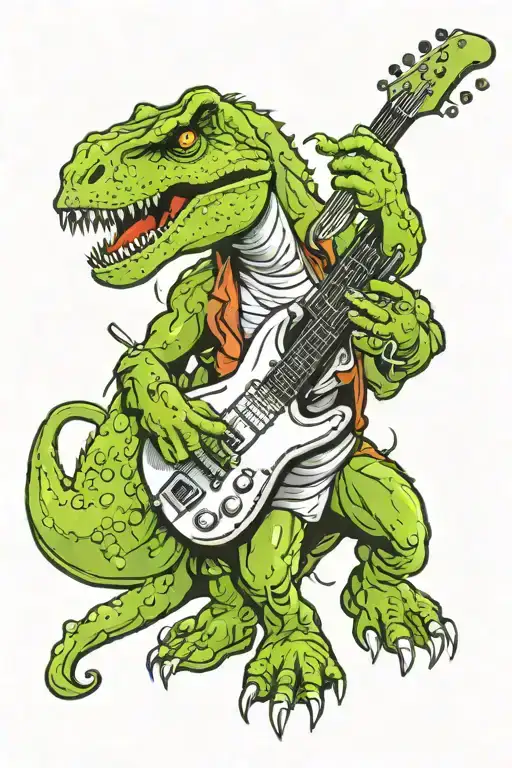 T-rex Dinosaur Playing Guitar