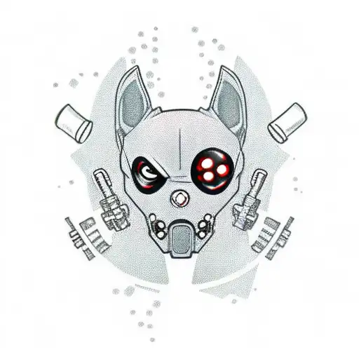 Motorcycle Engine With A Deadpool Dog Riding It