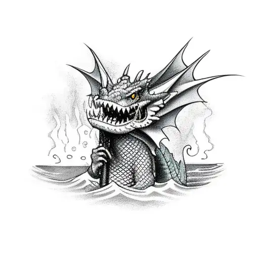 A Dragon Smoking A Joint While Swimming Underwater