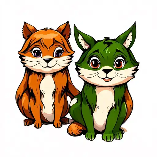 Animal Sisters Holding Hands