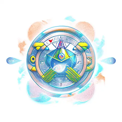 A New-school Design Featuring The Gemini Zodiac Symbol Merging With Iconic Video Game Elements