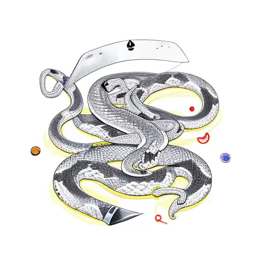 A New-school Design Featuring A Snake Intertwined With A Knife