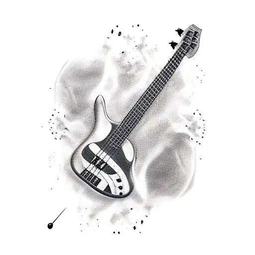 Bass Guitar With Coffee Beans And Steam