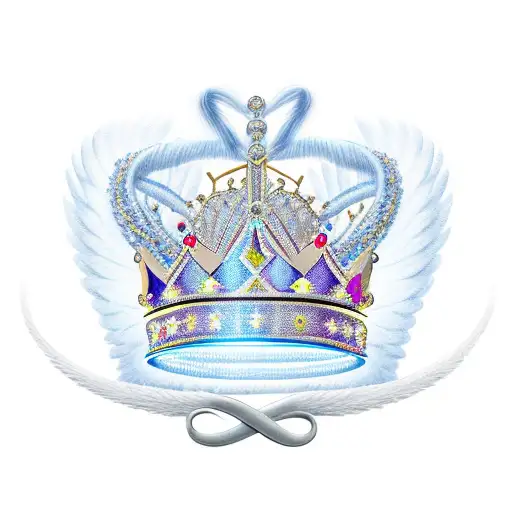 Queen's Crown With Angel Wings And An Infinity Sign