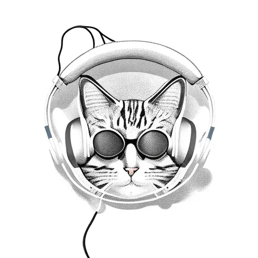 A Cat Wearing Headphones And Djing At A Beach Party