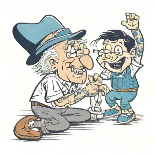 Grandfather And Grandson Celebrating