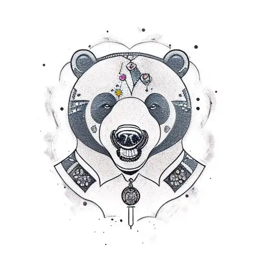 Imagine A Tattoo Featuring A Bear Adorned With Jewelry And Expensive Accessories