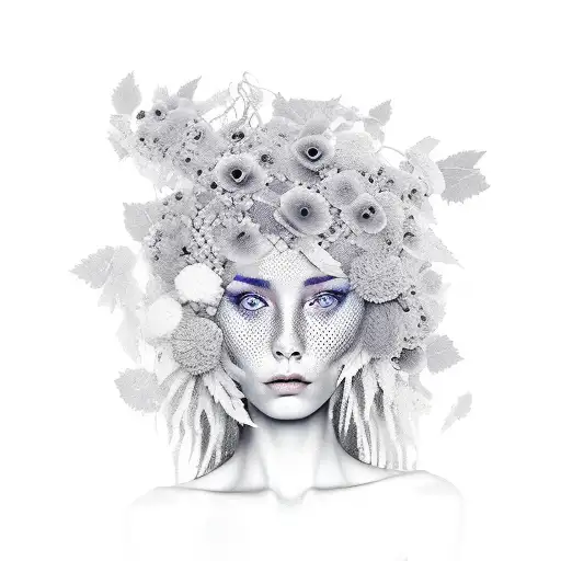 Women With The Hair Like The Leafs Wipped Willow And A Snake Also With Poppies In The Hair