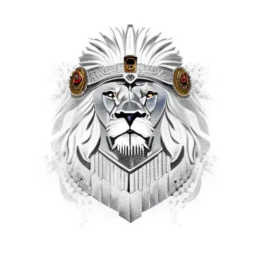 A Majestic Lion Wearing A Roman Gladiator Helmet