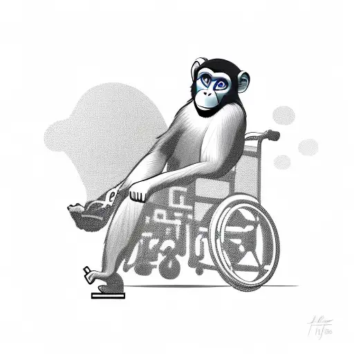 Monkey Ridding A Wheelchair