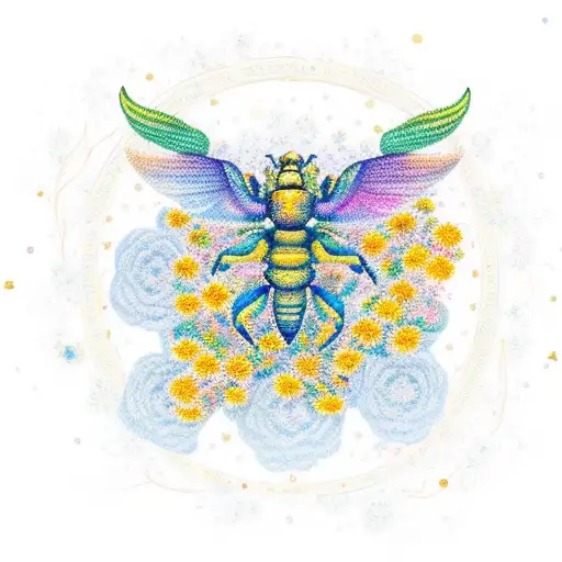 A Scorpio In Stardust Inside A Wreath Of Marigold Flowers