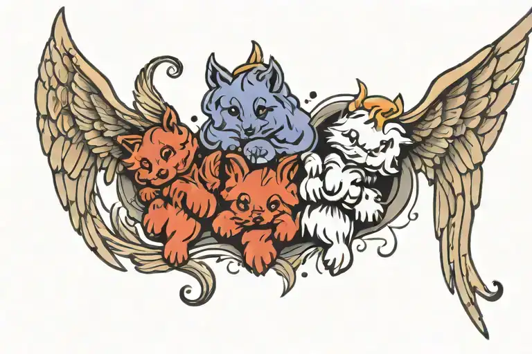 Angel's Falling And Gemini Spiritual Animal Paw Prints