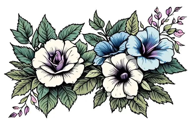 Rose And Morning Glory Flowers