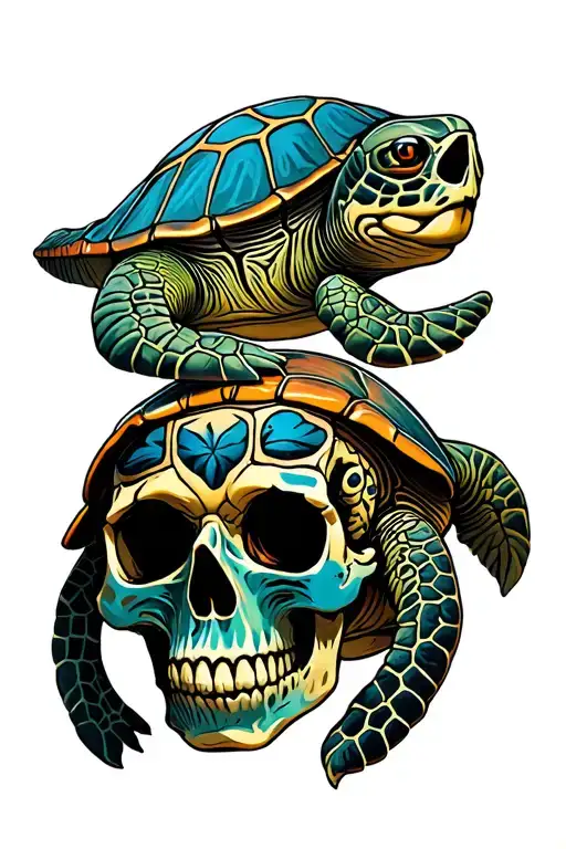 Skull And Sea Turtle