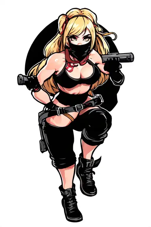 Anime Blonde Pin Up Girl Ninja