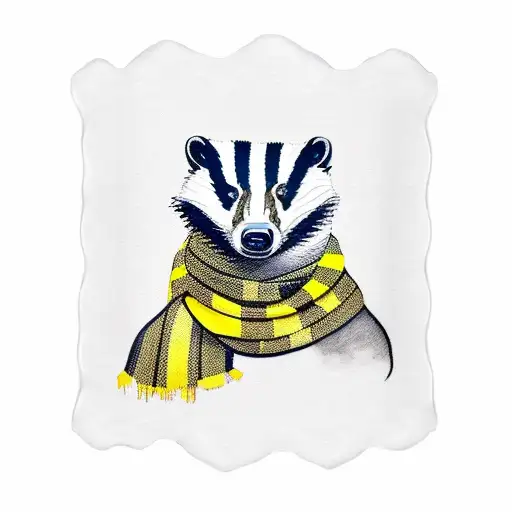 Badger With Yellow And Black Striped Scarf