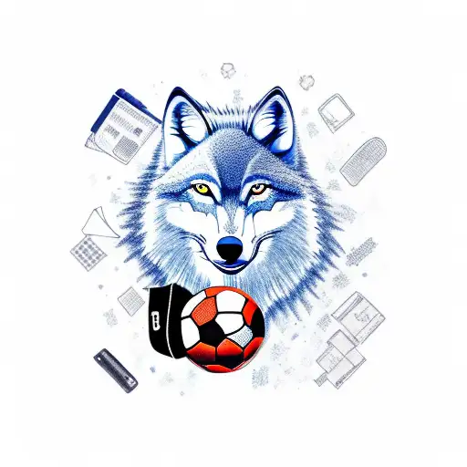 A New-school Design Of A Wolf Wearing A Soccer Jersey And Holding A Suitcase With Travel Stickers