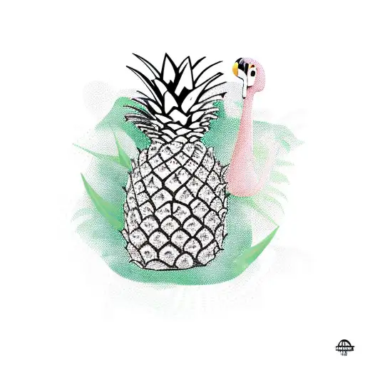 Pineapple And Flamingo Wrapped In Ivy