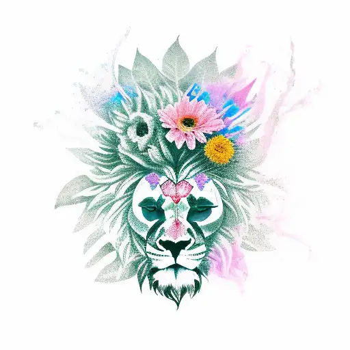 Leafskull With Flower And Lion