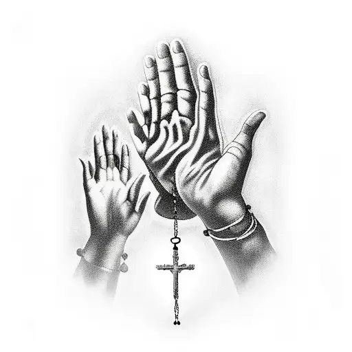 Hands Praying With Rosary In Hands Satanic Influence