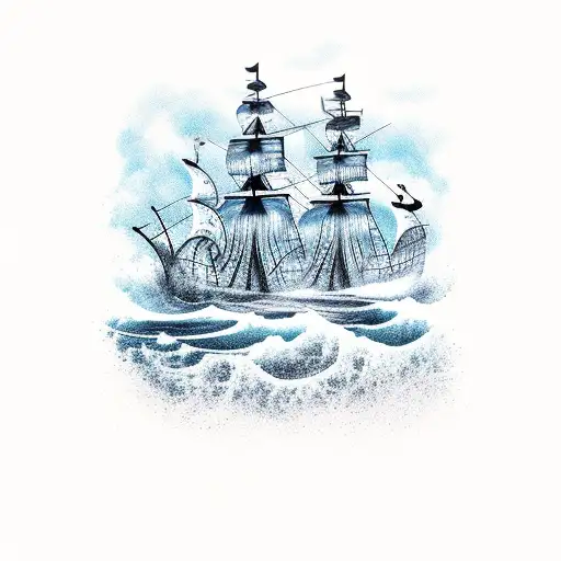 Stormy Sea With A Pirate Ship