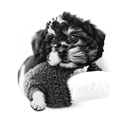 A Dog Laying On A Pillow