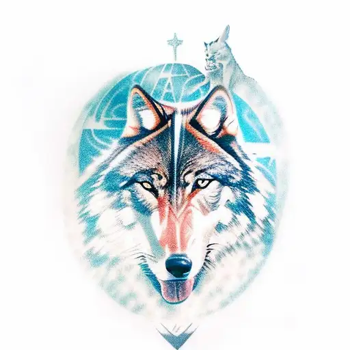 Cherokee Warrior Embracing A Wolf