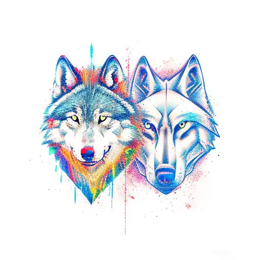 Warrior And Wolf Head