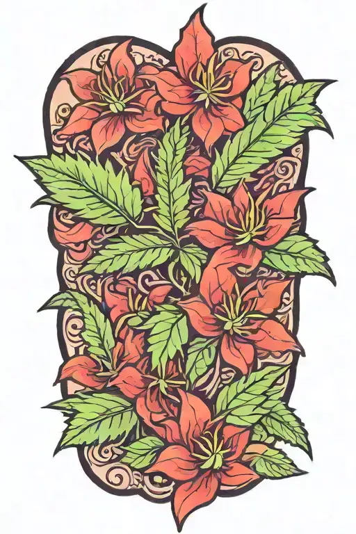 Floral With Cannabis Leaves