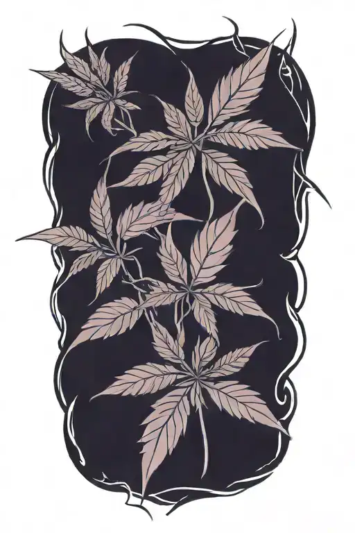 Floral With Cannabis Leaves Growing