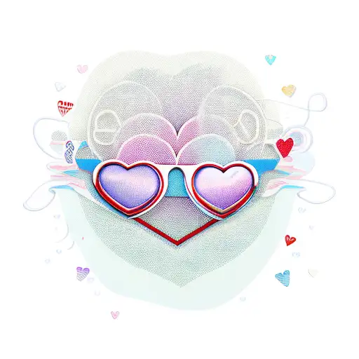 A Playful Design Of Heart-shaped Sunglasses Floating On Beach Waves