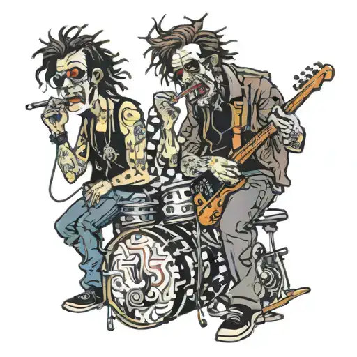 Crazy Rockers Friends Smoking Cigarette