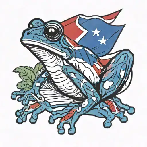 Coqui Frog With Puerto Rican Flag On Its Back