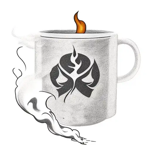 A Minimalist Tattoo Of A Coffee Mug With Smoke Coming Out Of It