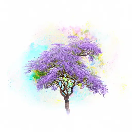 A Vibrant And Colorful Jacaranda Tree With Swirling Branches And Blooming Flowers
