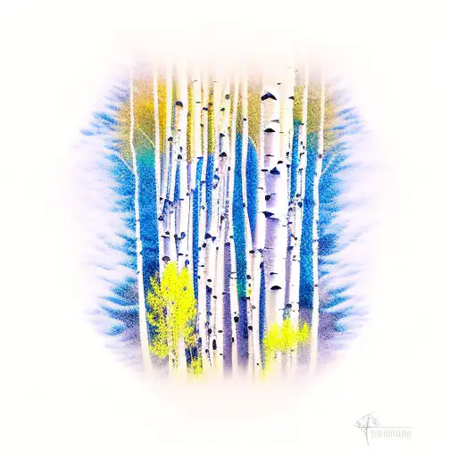 Aspen Trees With Wolf