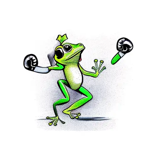A Frog With Boxing Gloves And Frog Dressed As A Punching Bag