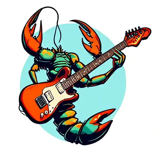 Lobster Rocking Out On A Guitar