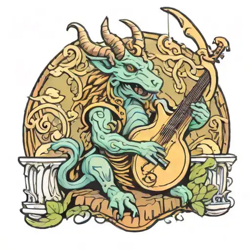 A Mythical Creature From A Fantasy Game Playing A Musical Instrument In A Nature Setting