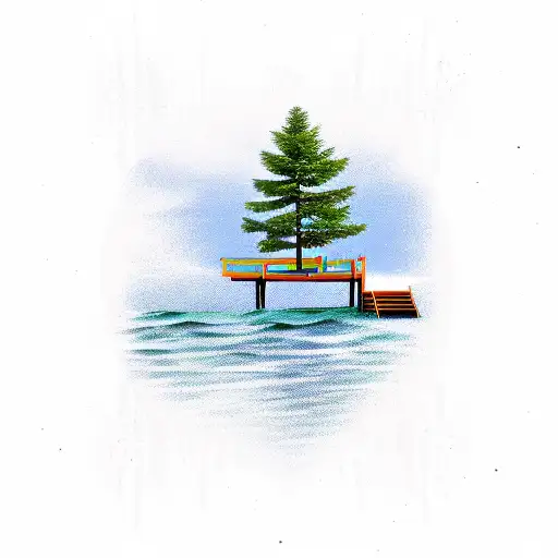 Pine Tree And Dock