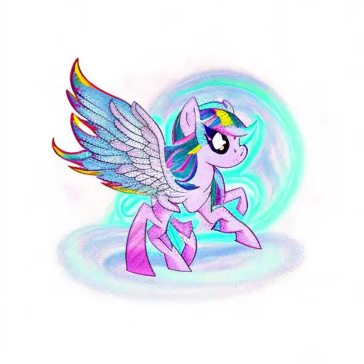 A Tattoo Of A Demonic My Little Pony With Colorful Wings