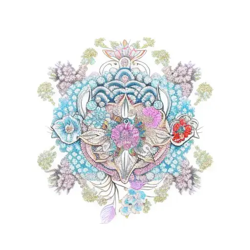 A Goddess Of Love And Beauty Adorned With Intricate Floral Patterns