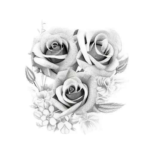 Flowers Bundle Family Red Black White