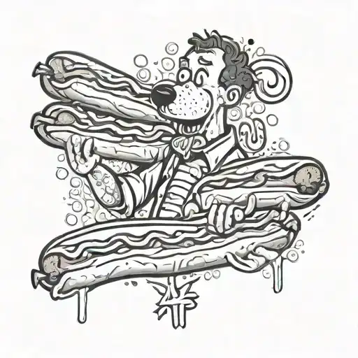 The Name Arthur Surrounded By Cartoon Hotdogs